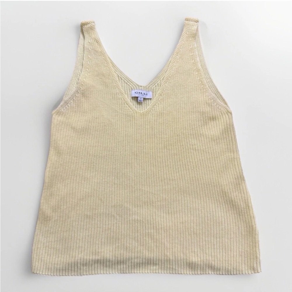 Gilli Womens Tank Top Sweater Vest Top Small Cropped Knit‎ Ribbed Y2K Preppy